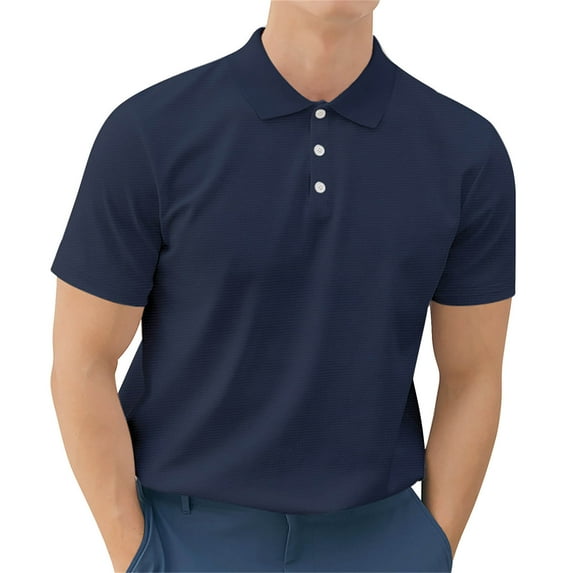kamemir Polo Shirts for Men Golf Shirts for Men Short Sleeve Dry Performance Moisture Wicking Polo Shirt(Navy,M)