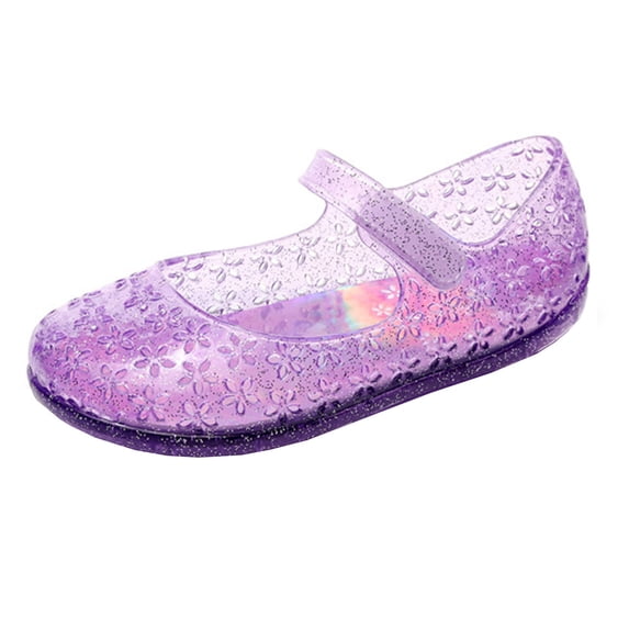 kamemir Princess Jelly Flats Shoes, Birthday Party Dress Up Sandals for Little Girls, Toddler or Kids(Purple,10.5)