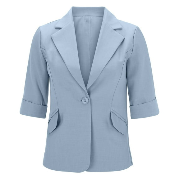 kamemir Professional Clothes for Women Women's Long Blazer(Blue,XXL)