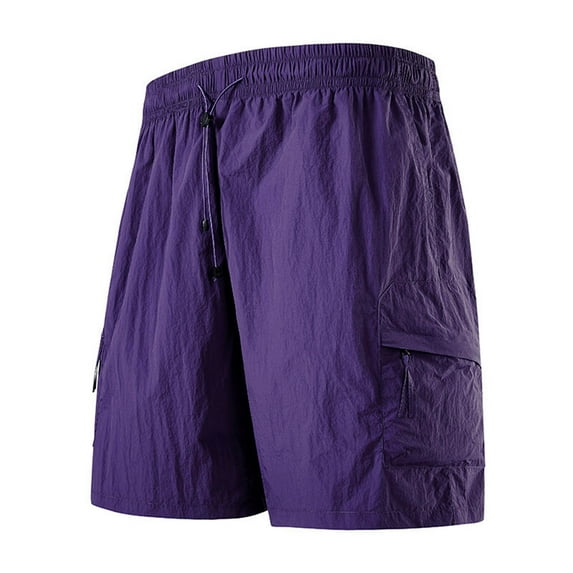 kamemir Running Shorts for Men Mens Shorts Casual Drawstring Elastic Waist Workout Shorts(Purple,M)