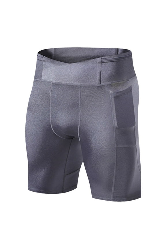 Running Tights for Men Men's Compression Leggings(Grey,L)
