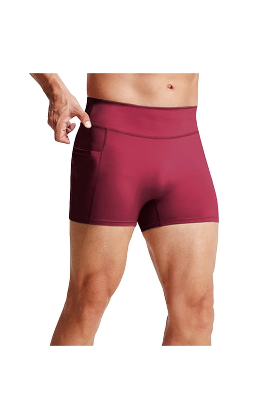 Running Tights for Men Mens Compression Pants Basketball Running Tights with Pockets Athletic Leggings for Sports Baselayer(Red,L)