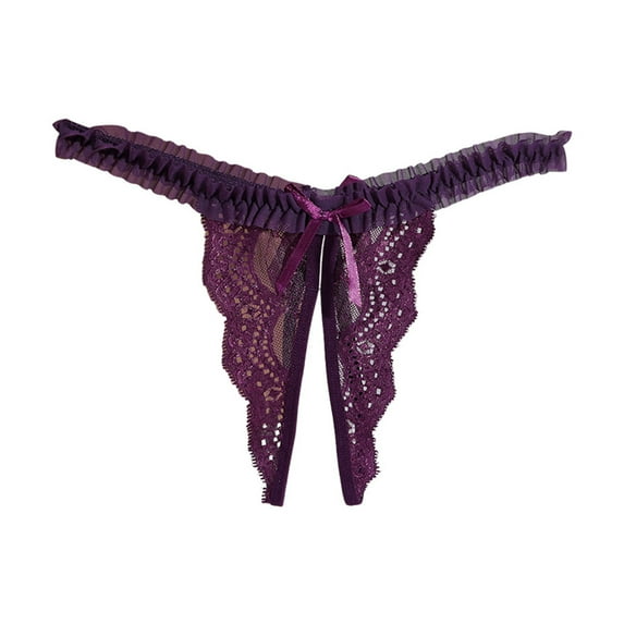 kamemir Seamless Underwear for Women Basic Cotton Thongs Women's Panties Underwear(Purple,L)
