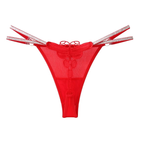 kamemir Seamless Underwear for Women Women's Thongs, T Back Low Waist See Through Panties Cotton Seamless Lace Thongs for Women (Red,One Size)