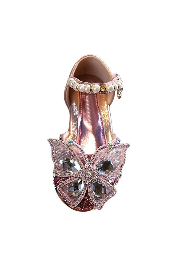 Shoes for Toddler Girls Mary Jane Princess Shoes Ballet Flat Wedding Party Shoes with Ankle Strap for Little Big Kids(U-Pink,3-3.5Years )