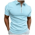 thumbnail image 1 of kamemir Short Sleeve Polo Shirts for Men Men's Short-Sleeve Pocket Polo(Blue,L), 1 of 5