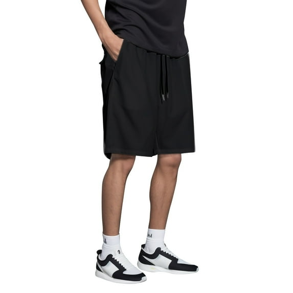 kamemir Shorts for Men Athletic Men's Performance Comfort Flex Cargo Short(Black,L)