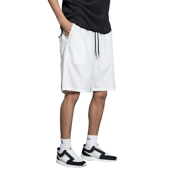 kamemir Shorts for Men Athletic Men's Straight Fit Supreme Flex Shorts(White,XL)