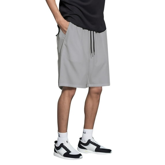 kamemir Shorts for Men Athletic Men's Stretch Hiking Cargo Shorts With Comfort Waistband(Light Gray,L)