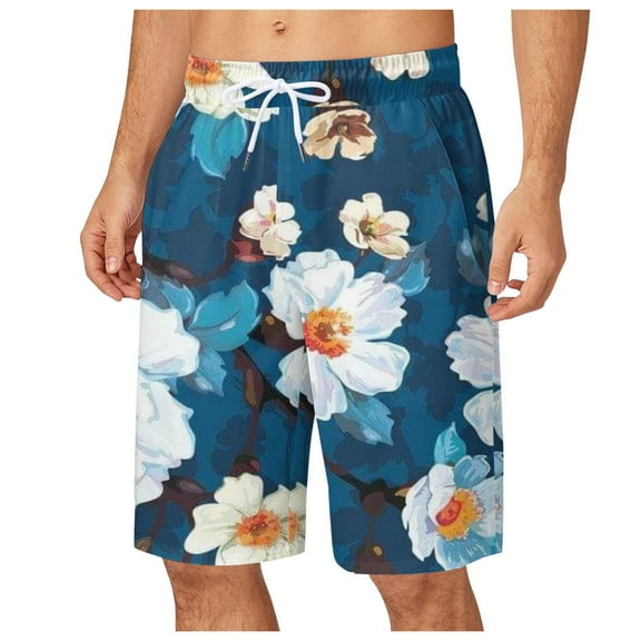 kamemir Shorts for Men Men's Casual Shorts and Relaxed Summer Drawstring Beach Shorts(Light Blue,L)