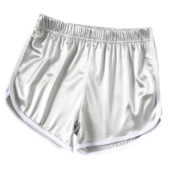 kamemir Shorts for Women Trendy Womens Comfy Drawstring Splice Casual Elastic Waist Pocketed Loose Shorts Pants(Silver,XL)