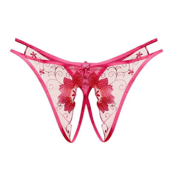 kamemir No Show Underwear for Women Sexy Lace Thongs for Women Thong Underwear Women Lace T-back Panties Women Underwear Cotton Thongs Cheeky(Hot Pink,One Size)