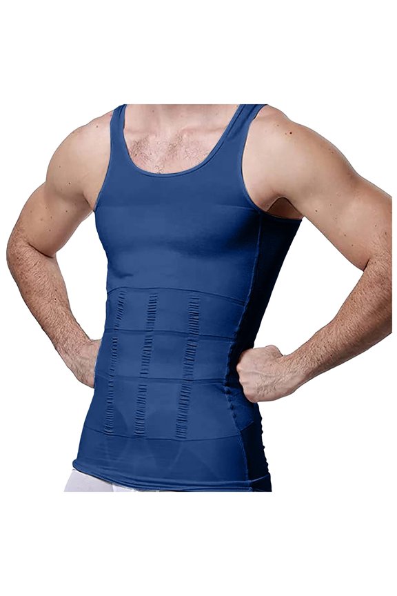 Sleeveless Shirts for Men Men's Cotton Ribbed A-Shirt(Blue,M)