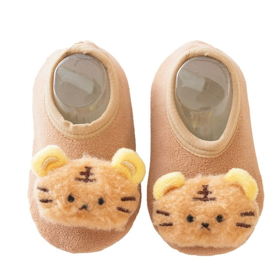 kamemir Slippers Kids Winter Indoor Household Shoes Toddler Boys Girls House Slippers Warm Socks for Kids(Coffee,3.5-4 Years)