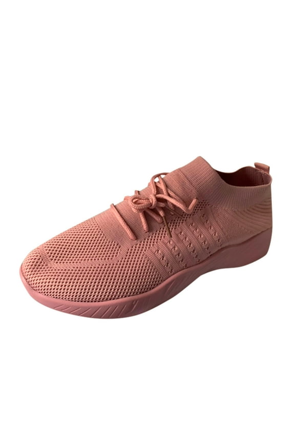 Sneakers for Women Wide Width Sneakers for Women, Casual Round Toe Thick Sole Lightweight Lace-up Shoes Walking Running Sports Shoes Slip On Sneakers, Women's Fashion Sneakers(Pink,6)