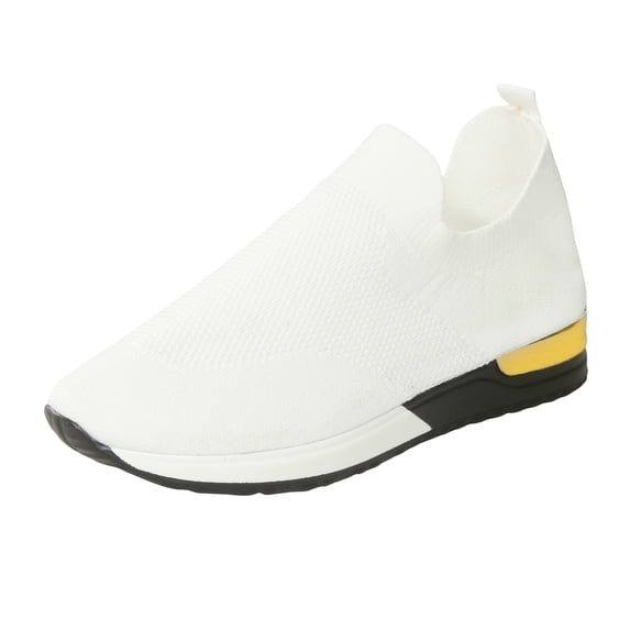 kamemir Sneakers Women Women's Slip On Fashion Sneaker, Slip on Shoes for Women Loafers Comfort Casual Low Top Sneakers(White,9)