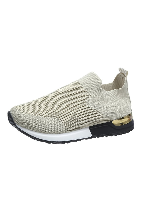 Sneakers Women Women's Walking Shoes Slip on Sneakers Lightweight Tennis Shoes Sock Sneakers(Beige,9.5)
