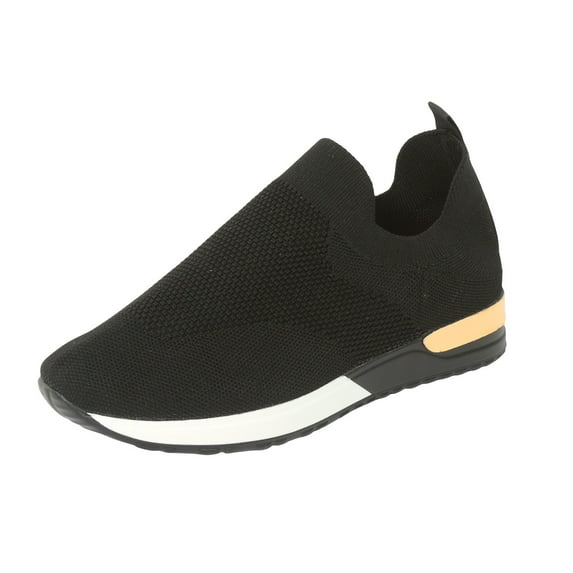 kamemir Sneakers for Women Slip On Figures Shoes for Women Breathable Soft Slip On Sneakers Comfort Mesh Up Stretch Sneaker Walking Shoes(Black,6)