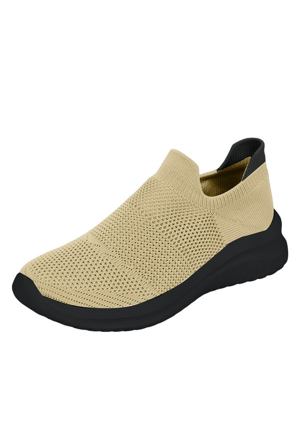 Sneakers for Women Women's Slip On Sock Walking Shoes Athletic Running Tennis Sneakers Khaki,7.5
