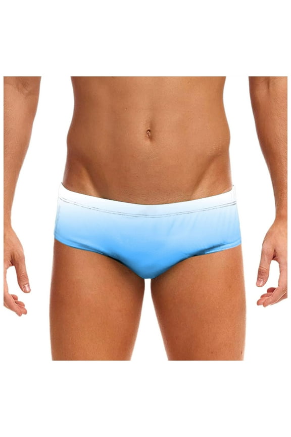 Speedos for Men Mens Summer Stretch Swimming Briefs 3D Printed Elastic Band(Light Blue,S)