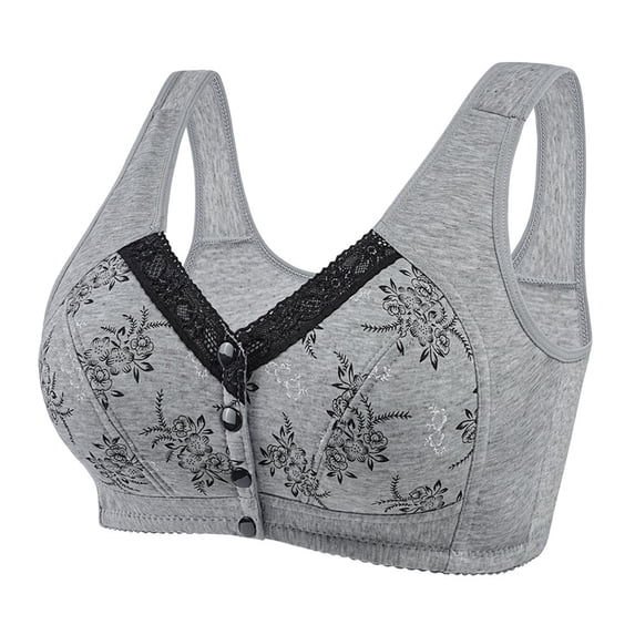 kamemir Women's Bras Bras for Women Full Coverage Back Front Closure No Underwire Bralette Bra for Push up Wireless Bra(Grey,52)
