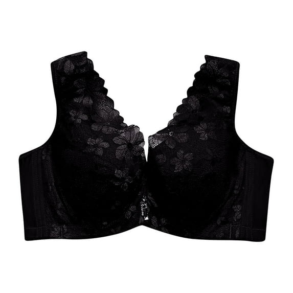 kamemir Sports Bras for Women Bras for Women Full Coverage Underwire Bras Plus Size Lifting Lace Bra for Heavy Black,36D