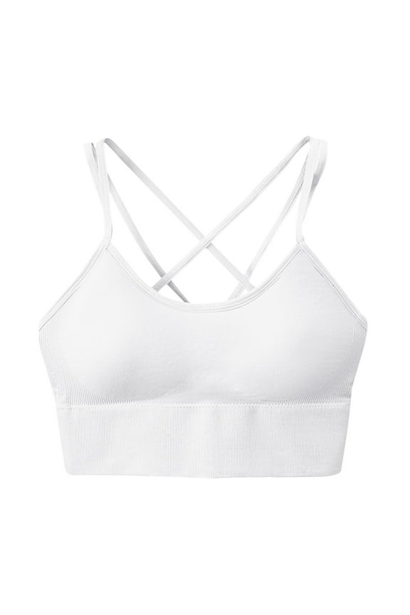 Sports Bras for Women Womens Y Back Sports Bra - Padded Racerback Low impact Spaghetti Thin Strap Workout Yoga Bra(White,L)