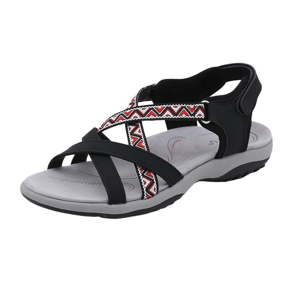 kamemir Summer Sandals Summer Flat Sandals for Women Comfortable Casual Beach Shoes Ankle Strap Sandals Flip Flops(Black,6.5)