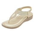 thumbnail image 1 of kamemir Summer Sandals Women’s Low Wedges, Platform Sandals(Gold,7), 1 of 6