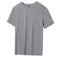 thumbnail image 1 of kamemir Summer tops Men's Casual Shirt Short Sleeve Band Collar Shirt Summer Beach T-Shirts Grey,4XL, 1 of 4