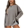 thumbnail image 1 of kamemir Sweatshirts for Women Plus SizeWomen's Oversized Sweatshirt Crew Neck Long Sleeve Casual Slit Pullover Top Fall 2024 Teen Girl Clothes(Grey,M), 1 of 6