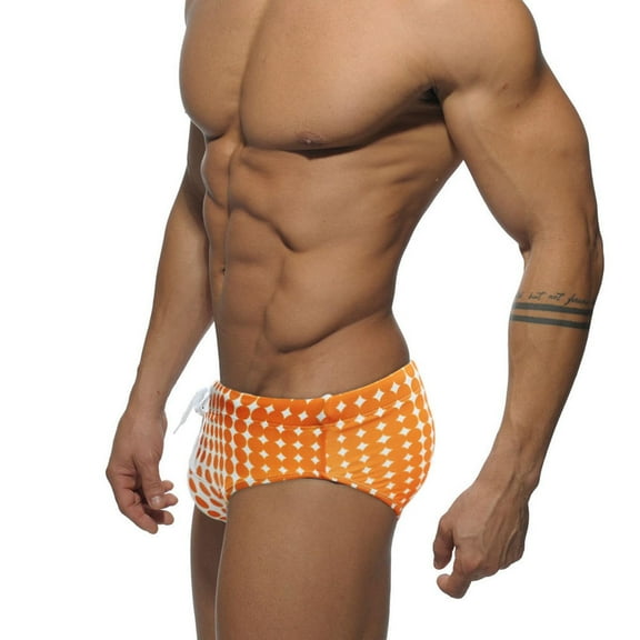 kamemir Swim Briefs Fashion Men's Sexy Bodybuild Gradient Trunks Beach Swimming Shorts Boxer Swimwear(Orange,M)