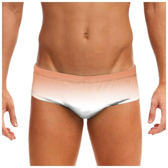 kamemir Swim Briefs for Men Mens Summer Stretch Swimming Briefs 3D Printed Elastic Band(Orange,XL)