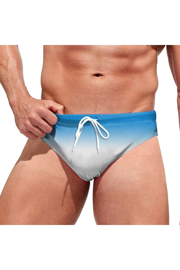 Swim Shorts Men Swim Briefs Stylish Comfortable Bikini Swimwear Sexy Swimsuit Bathing Suit Sky Blue,M