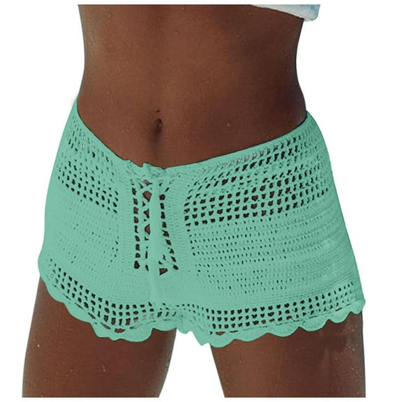 kamemir Swim Skirts for Women Swim Shorts for Women Swimsuit Bottoms Quick Dry Tummy Control Swim Pants with Pockets Plus Size(Light Green,L)