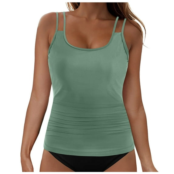 kamemir Swim Top Womens Plus Swimsuits Raglan with Boyshorts Surfing Swimwear(Light Green,S)
