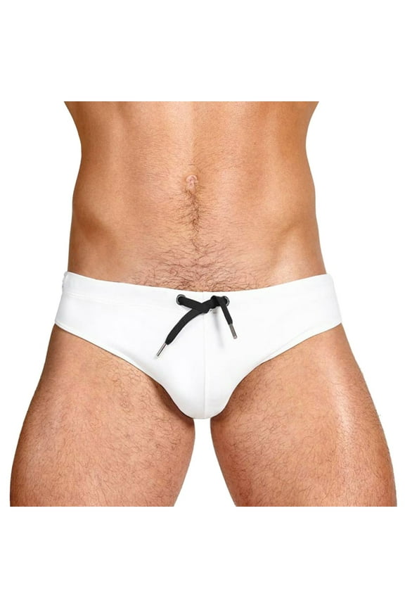 Swim Trunks Men Board Shorts Men's Men's Triangle Swimming Brief Sexy Low Waist Swimwear Bikini Surf Bathing Swimsuits White,XL
