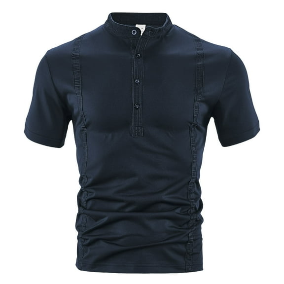 kamemir Tee Shirts Mens Men's Cotton Short Sleeve Moisture Wicking T-Shirts with Odor Control Navy,M