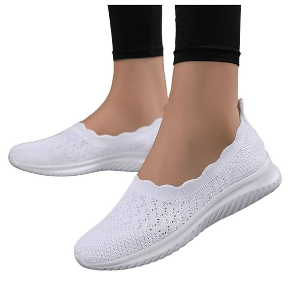 kamemir Tenis Para Mujeres Womens Sneakers Slip On Sneakers for Women Lightweight Walking Shoes Comfortable Breathable Mesh(Z-White,Z-White)