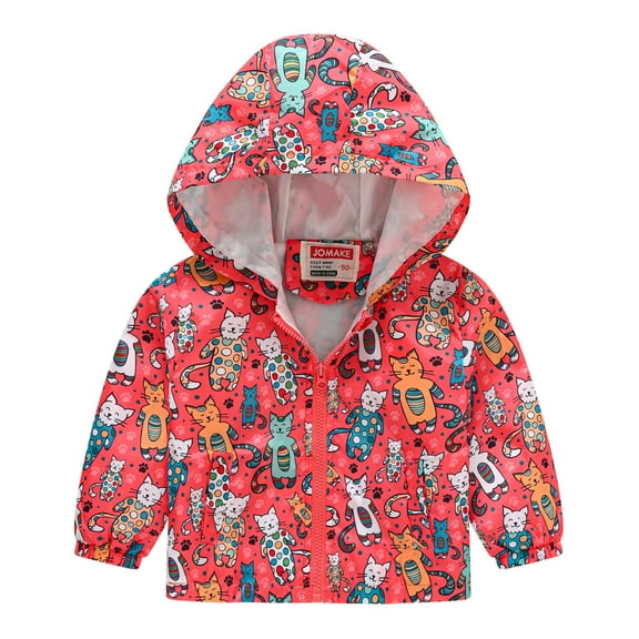 kamemir Toddler Boy Girl Rain Jackets Waterproof Hooded Windbreaker Coat for Winter Fall 2024(Red,90)