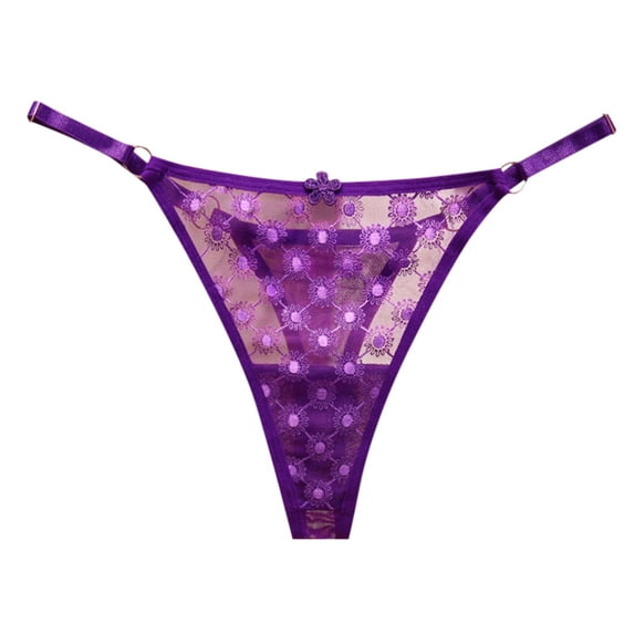 kamemir Underwear Thongs for Women Cotton Panties Stretch T-back Tangas Low Rise Hipster Underwear Sexy(Purple,One Size)