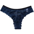 thumbnail image 1 of kamemir Underwear Women Seamless Ribbed Thong Panties, Women's and Women's Plus(Dark Blue,L), 1 of 3