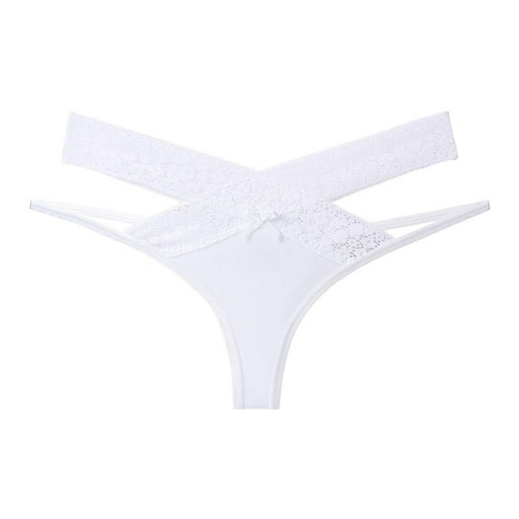 kamemir Underwear Women’s Glossy Shine Thong Panties (White,XL)