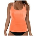 thumbnail image 1 of kamemir Underwire Bikini Top Women's High Neck Tankini Tops Only Tummy Control Swimsuit Top Ruched Swim Top Without Bottoms(Orange,L), 1 of 6