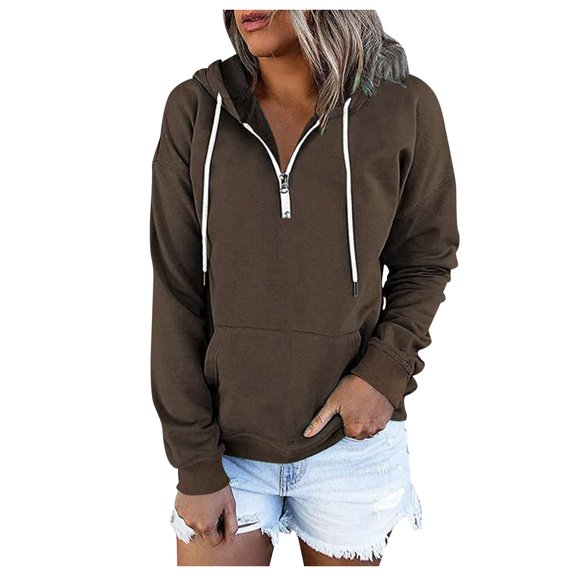 kamemir Waffle Cable Knit Hoodie Sweaters Loose Fit Buttons Plain Pullover Hooded Sweatshirts Plus Size Tops(Brown,S)