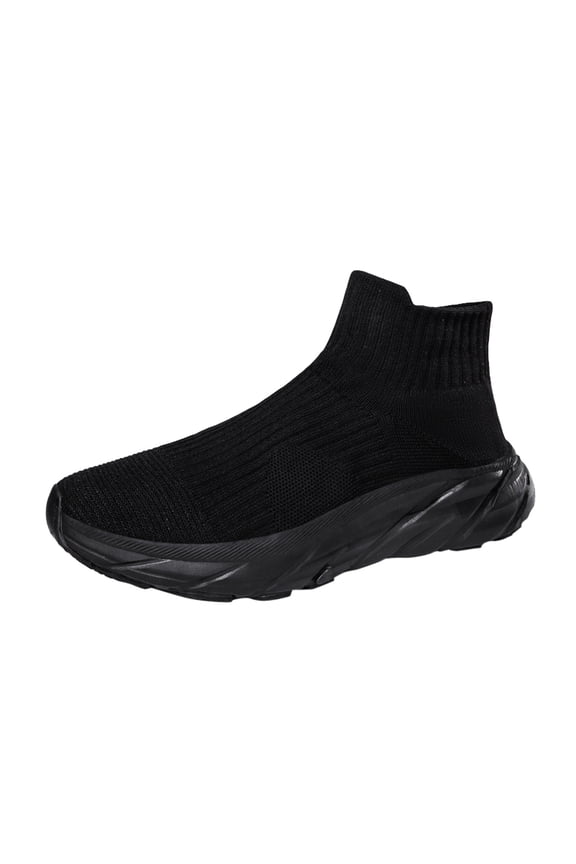 Walking Shoes Women Women's Slip On Shoes Sneakers for Women Fashion Comfortable White Black Elastic Sneakers for Women(Black,6.5)