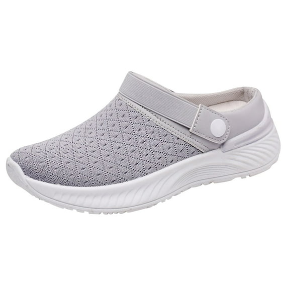 kamemir Walking Shoes Women's Slip on Loafer Shoes - Mesh Casual Flat Walking Sneakers Knit Round Toe Casual Memory Foam Shoes(V-Grey,6.5)