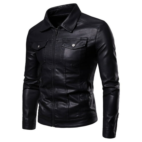kamemir Windbreaker Jackets for Men Mens Leather Jackets Casual Leather Motorcycle Jacket Biker Vintage Outwear(Black,4XL)