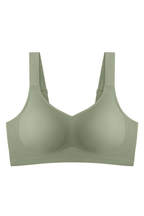 Wireless Bra Women's Comfort Lightly Lined Seamless Wireless Triangle Bralette Bra Green,M