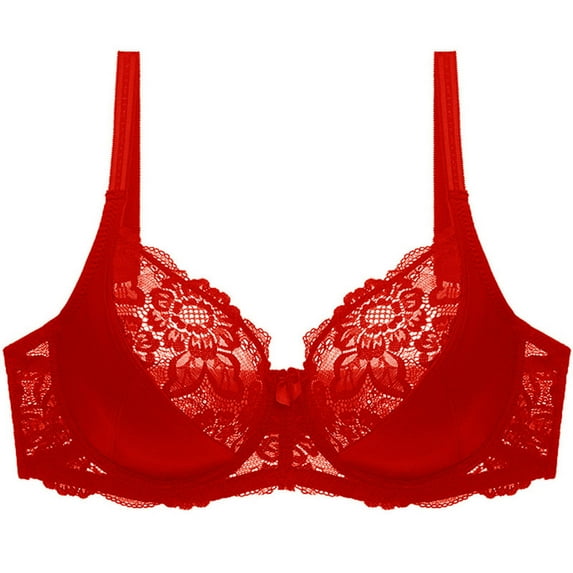 kamemir Women'S Minimizer Bras Women's Full Figure Front Closure Wirefree Back Support Posture Bra Red,36